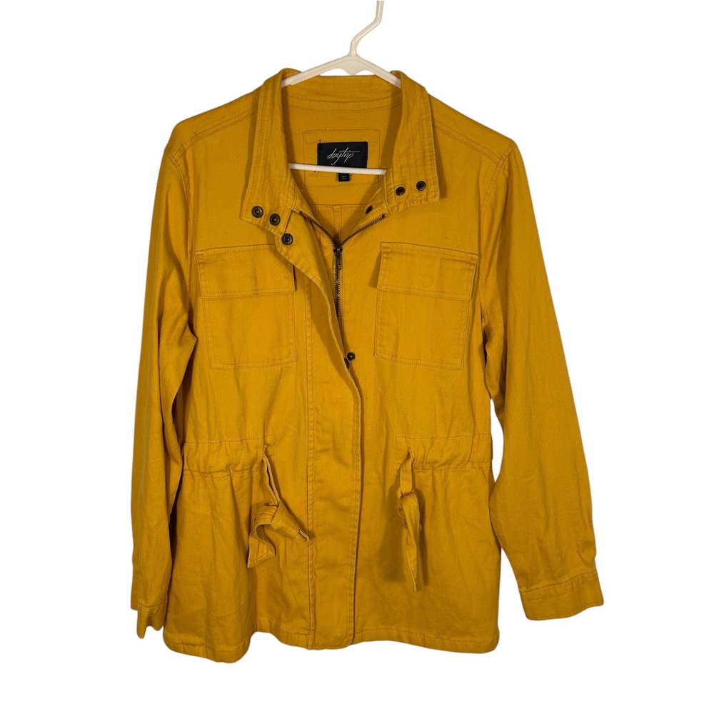 Daytrip Womens Mustard Yellow Utility Anorak Jacket Medium Drawstring Waist M
